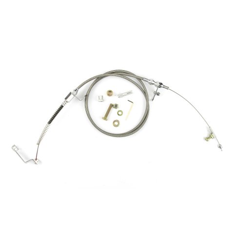Lokar Hi-Tech Kickdown Kits KDP-2AODHT Automatic Transmission Cable, Hi-Tech, Natural Braided Stainless Steel, Polished Aluminum Fittings, Ford, AOD, Kit