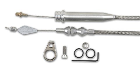 Lokar Hi-Tech Kickdown Kits KD-2700TP Automatic Transmission Cable, Hi-Tech, Natural Braided Stainless Steel, Natural Aluminum Fittings, GM, 700R4, Kit