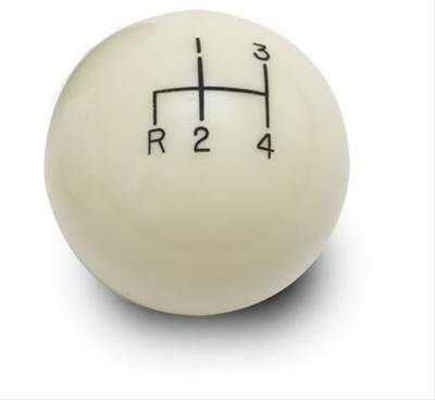 Lokar Shift Knobs SK-6890 Knob, Round, 2 in. Diameter, Ivory, 4-Speed, Reverse Left and Down, 3/8 in.-16, 2/8 in.-24, Each