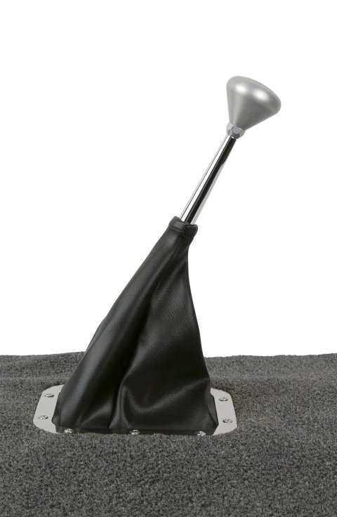 Lokar Shifter Boot Sets 70-FMB Boot, Rectangle, Black, Naugahyde, Polished Stainless Steel Trim Ring, Each