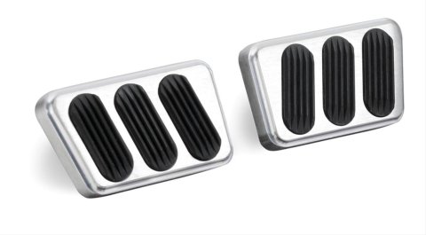 Lokar Pedal Pads for 1964-1970 MUSTANG - BAG-6121 Pad, Brake/Clutch, Billet Aluminum, Brushed, Manual Transmission, Ford, Each