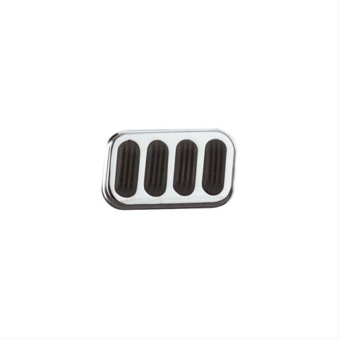 Lokar Pedal Pads SG-6008 Pad, Brake, Rectangle, Rubber/Steel, Chrome/Black, 2.000 in. Width, 3.000 in. Length, Each