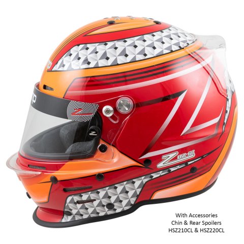 Zamp RZ-62 Helmets H764C35M Helmet, RZ-62, Full Face, Graphic, Red/Orange, Fire-Retardant Fabric, Snell SA2020, Medium, Each