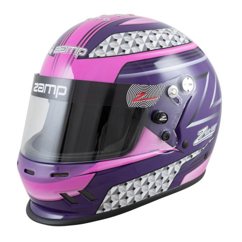 Zamp RZ-37Y Youth Helmets H757C3456 Helmet, Youth, Full Face, Pink/Purple Graphic, Fire-retardant Cotton Liner, SFI 24.1, Large, Each