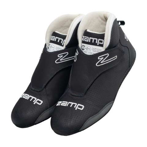 Zamp ZR-60 Race Shoes RS00400313 Driving Shoes, ZR-60, Mid-Top, Black Leather, Men's Size 13, SFI 3.3/5, Pair
