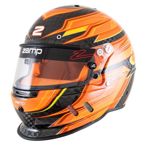 Zamp Helmets H781C30L RZ-67D SNELL SA2025 Carbon Flo Org/Ylw Large Z-20 Anti-Fog Clear Shield Color Match Series 28 Interior