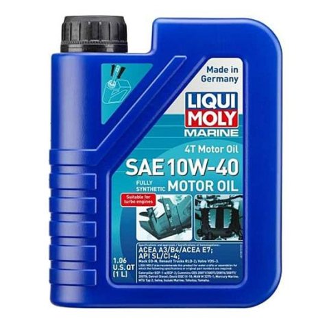 10w40 Liqui Moly Marine 4T Motor Oil 20506 Engine Oil, 4T, Synthetic, 10W40, 1 Liter, Each