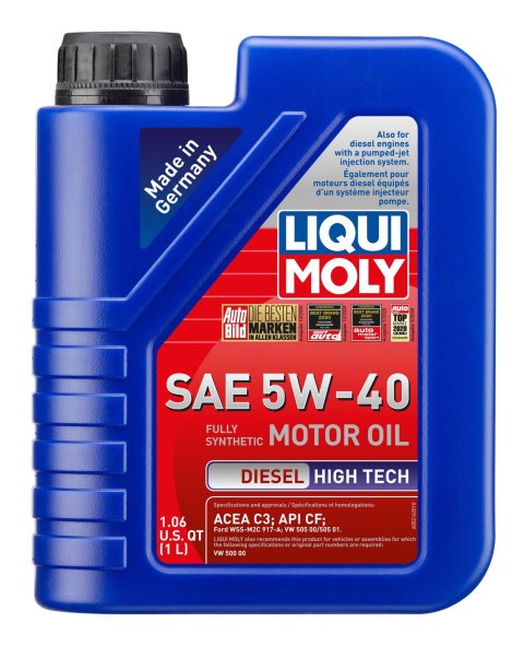 5w40 Liqui Moly Diesel High Tech Motor Oil 20006 5W-40 ,Plastic canister