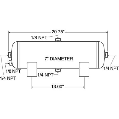 Firestone 3 Gallon Air Tank WR17609245 Tank, Gallons, Steel, Black, 7 in. Diameter, 20.75 in. Length, Each