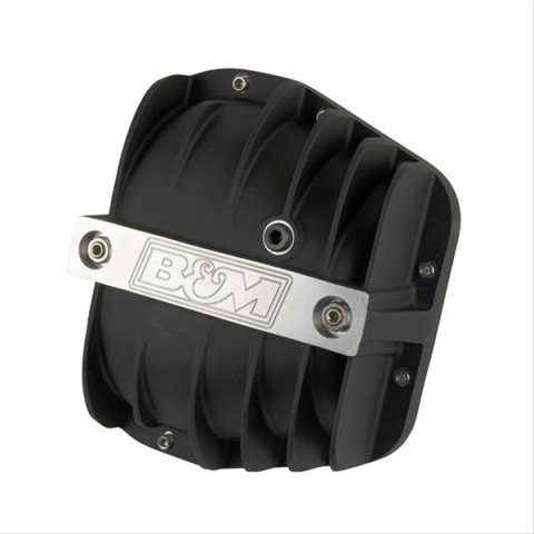 B&M 12 Bolt Ford 9.75 Inch Differential Cover 41298 Cover, Aluminum, Black Anodized, Finned, Logo, in., 12-Bolt Cover, Each