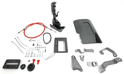B&M Magnum Grip Pro Stick Shifters for 1987-1996 CHEROKEE, 1987-1992 COMANCHE, 1997-2006 WRANGLER - 81187 Shifters, Automatic, Stick, Cable Operated, Forward Shifter Pattern, Black Pistol Knob, Jeep, 32RH, 42RLE, Kit