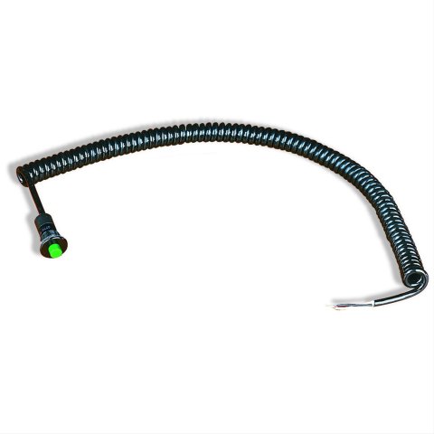B&M Standard Remote Buttons with Spiral Cords 46003 Switch, Push Button, Momentary, Launch, Nitrous, Trans-Brake, Plastic, Green, 12 Amps, Cord, Each