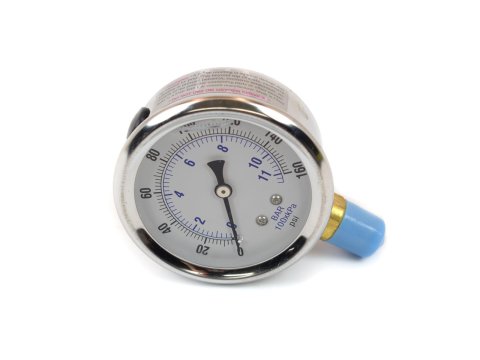Canton Racing Accusump Gauges 24-500 Gauge, Analog, Oil Pressure, 0-160 psi, Liquid Filled, White Face, Each