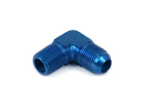 Canton Racing NPT to AN Adapter Fittings 23-345A Fitting, Adapter, NPT, 90 Degree, Aluminum, Blue Anodized, -10 AN, 1/2 in. NPT, Each