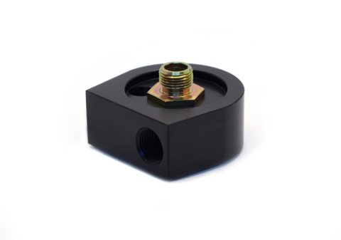 Canton Racing Oil Input Sandwich Adapters 22-569 Adapter, Filter, Spin-On, Aluminum, Black, 22mm x 1.5mm Filter Thread, 1/2 in. NPT Pre-Filter Inlet, Each