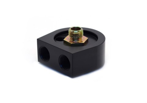 Canton Racing Oil Cooler Sandwich Adapters 22-548 Adapter, Filter, Bolt-On, Aluminum, Black, 20mm x 1.5mm Filter Thread, 1/2 in. NPT Inlet/Outlet, Each
