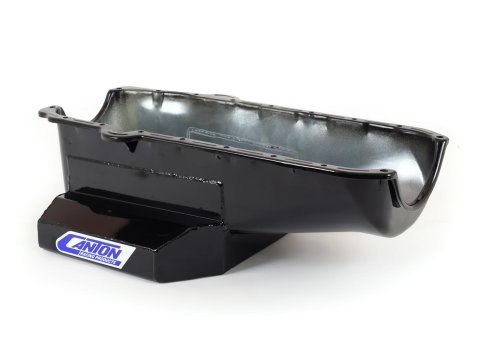 Canton Racing Road Race Series Wet Sump Oil Pans for 1984-1991 CORVETTE - 15-240MBLK Pan, Sump, Steel, Black Powdercoated, Rear Sump, 6 Qt., 3.75 in. Stroke, Passenger Side Dipstick, Chevy, Small Block, Each