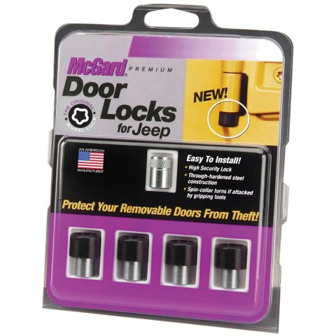 McGard Door Locks for 2018-2020 WRANGLER - 76160 Hinge Locks, 6mm x 1.0, Steel, Black, Jeep, Wrangler, 4-Door, Kit