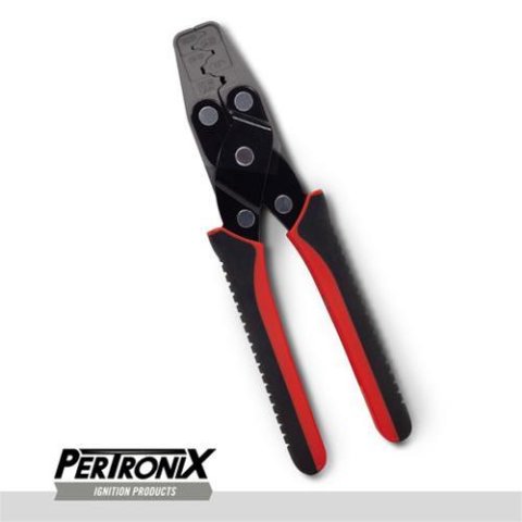 PerTronix Crimping Pliers T3007 Wire Tool, Steel, Black Oxide, Plastic Handle, Black/Red, Open Barrel Connector, 26-10 Gauge AWG, Each