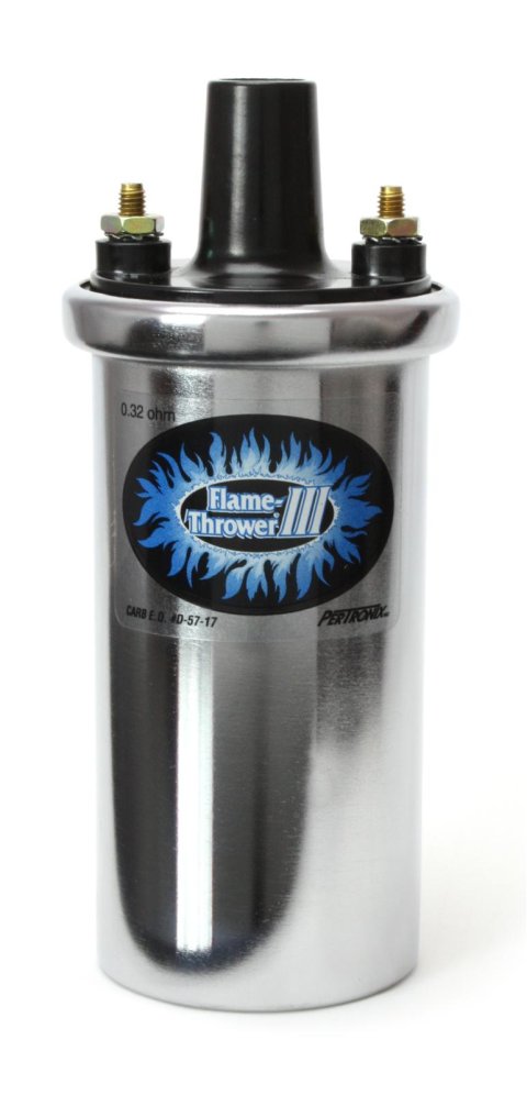 PerTronix Flame-Thrower III Ignition Coils 44001 Coil, III, Canister, Round, Oil Filled, Chrome, 45,000 V, Ultra Low 0.32 ohms, Each