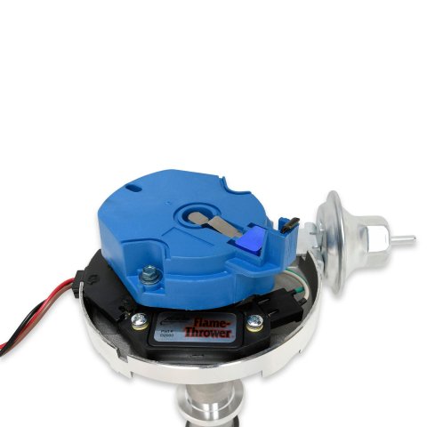 PerTronix Flame-Thrower Street/Strip HEI Distributors D1200 Distributor, Flame-Thrower, Magnetic Pickup, Vacuum Advance, Black Cap, Pontiac, 326-455, Each