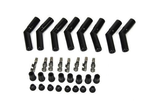 PerTronix Flame-Thrower Ceramic Hi-Temp Universal Spark Plug Boots 8563HT-8 Wire Components, Boots, 45/135 degree Boot Ends, Black, 8mm Wire Diameter, Set of 8