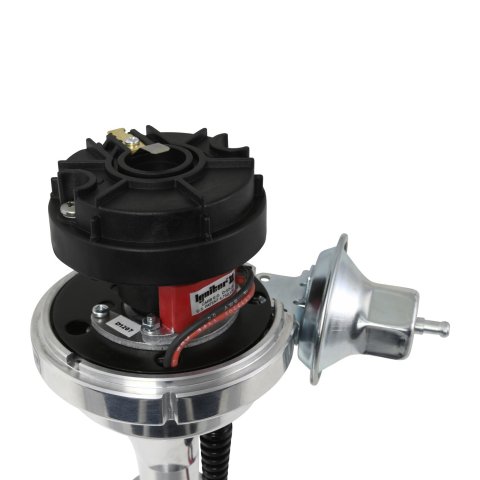 PerTronix Flame-Thrower Plug and Play Billet Distributors with Ignitor II® Module D120700 Distributor, Play, Hall Effect Pickup, Vacuum Advance, Black Cap, Pontiac V8, Each