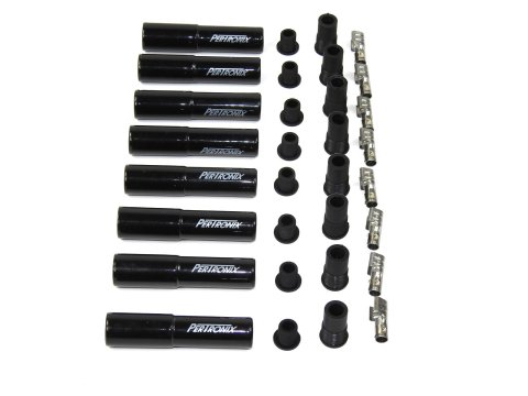 PerTronix Flame-Thrower Ceramic Hi-Temp Universal Spark Plug Boots 8562HT-8 Wire Components, Boots, Straight, Black, 8mm Wire Diameter, Set of 8