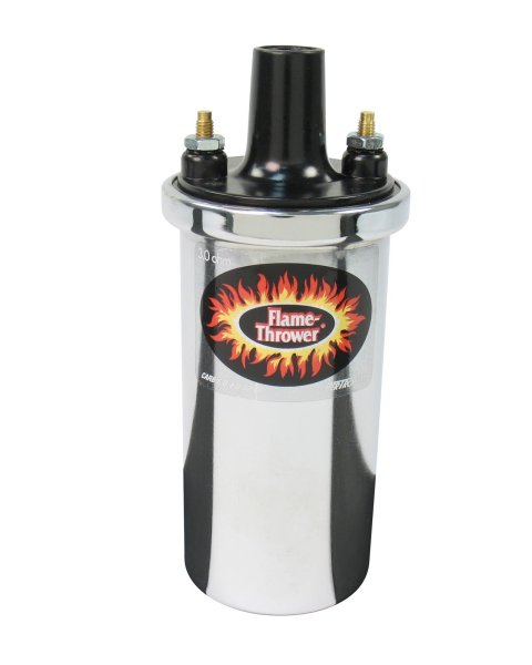 PerTronix Flame-Thrower Ignition Coils 40501 Coil, Flame-Thrower, Canister, Round, Oil Filled, Chrome, 40,000 V, Each