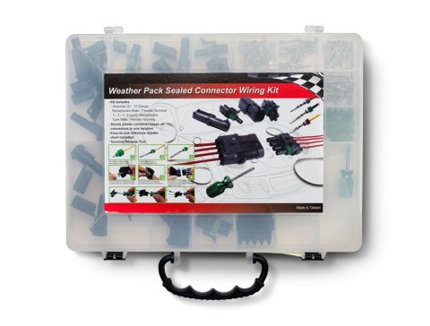 PerTronix Weatherpack Connector Kits A2020 Weatherproof Connectors, Plastic, Black, 10 to 24-Gauge AWG, Set of 209