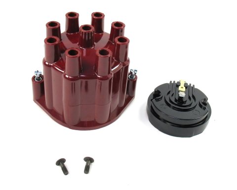 PerTronix Flame-Thrower Distributor Cap and Rotor Kits D600701 Rotor, Red, Female/Socket, Brass Terminals, Clamp-Down, Billet, V8, Kit