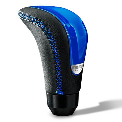 MOMO Racing Combat Evo Shift Knobs CTEBLU Knob, Evo, Standard Style, Leather/Plastic, Blue, Logo, Manual, Each