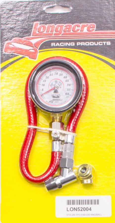 Longacre Standard Tire Pressure Gauges 52-52004 Gauge, Analog, 0-60 psi, 14 in. Hose, Each