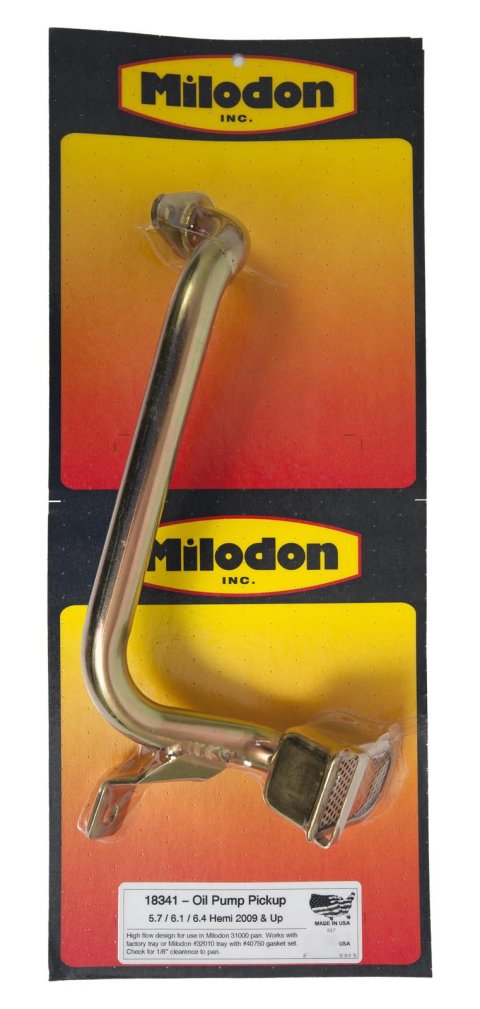 Milodon Oil Pump Pickups 18341 Pickup, Aftermarket Pan Style, Mid-Sump, Chrysler, Dodge, Plymouth, 5.7, 6.1L Hemi, 2009-2015, Swap, Each