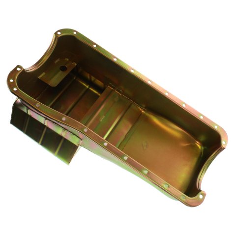 Milodon Street and Strip Oil Pans 30929 Pan, Steel, Gold Iridite, 8 qt., Ford, 429/460, Fits Pre-1973 Front Sump Chassis, Each