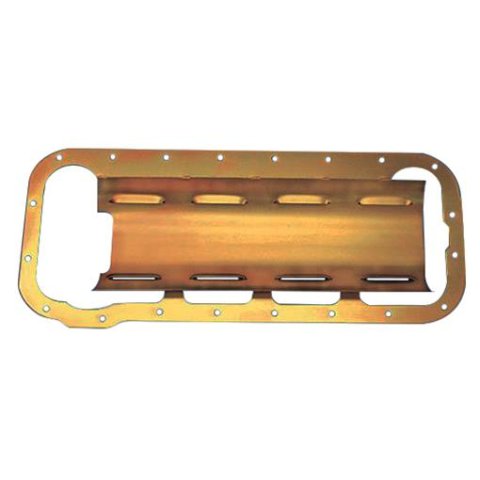 Milodon Windage Trays 32224 Tray, Steel, Gold Iridite, Louvered, Ford, Big Block, 390-428