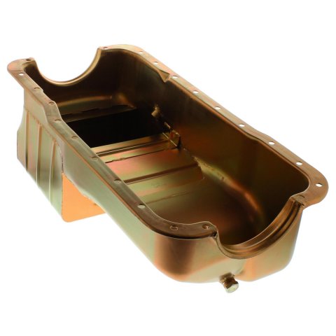 Milodon Street and Strip Oil Pans for 1981-1993 MUSTANG - 31125 Pan, Steel, Gold Iridite, 7 qt., Ford, Small Block, 302/5.0L, Each