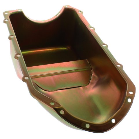 Milodon Stock Replacement Oil Pans 30770 Pan, Steel, Gold Iridite, 4 qt., Pontiac, V8, Internal Control Baffle, Each