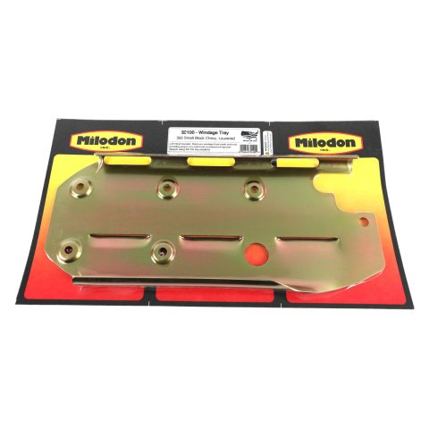 Milodon Windage Trays 32100 Tray, Steel, Gold Iridite, Louvered, Rear Sump, Chevy, Small Block, Each