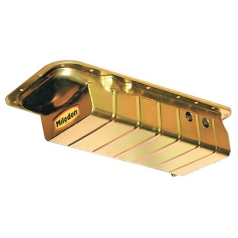Milodon Drag Race Oil Pans 31151 Pan, Steel, Gold Iridite, 7 qt., Mopar, Big Block, B/RB/Hemi, Fits Chassis with Magnum Crossmember, Each