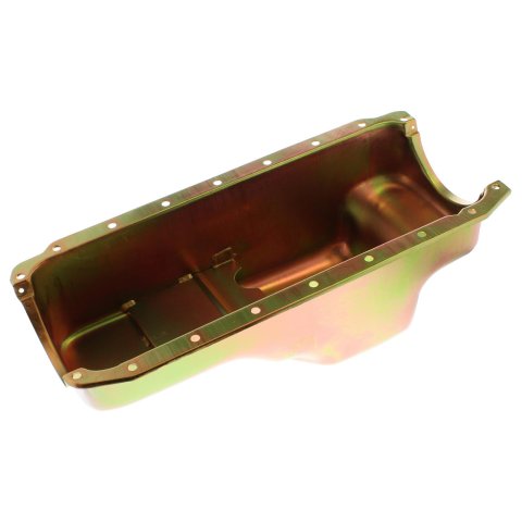 Milodon Stock Replacement Oil Pans 30750 Pan, Steel, Gold Iridite, 4 qt., Dodge, Small Block, 273/318/340, A, B and E Body, Each