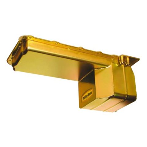 Milodon Street and Strip Oil Pans for 1982-2004 S10, 1983-1994 S10 BLAZER - 31083 Pan, Steel, Gold Iridite, 5 qt., Chevy, Small Block LS Series, Pickup, SUV, Each