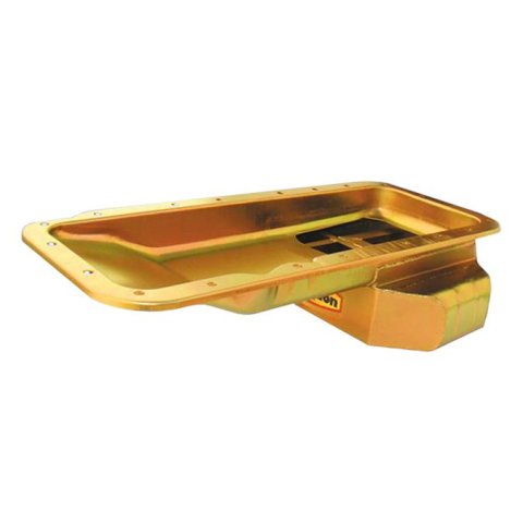 Milodon Circle Track Oil Pans 31583 Pan, Steel, Gold Iridated, 7 qt., Mopar Big Block RB, External Pickup, Tubular K-Member, Each