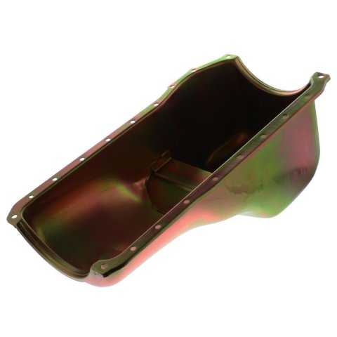 Milodon Stock Replacement Oil Pans 30735 Pan, Steel, Gold Iridite, 5 qt., Ford, 351C, Pre-1973 Front Sump Chassis, Int Control Baffles, Each