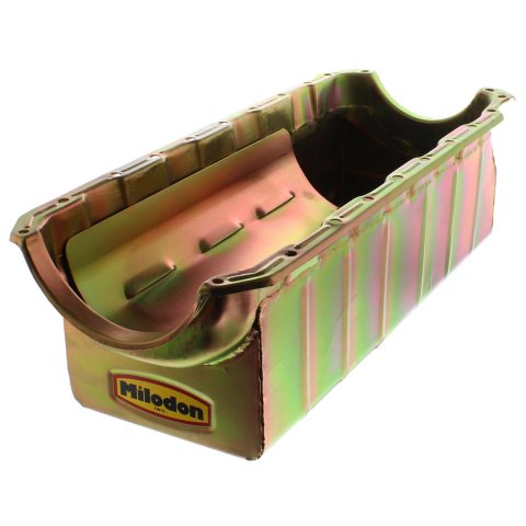 Milodon Marine Oil Pans 31557 Pan, Steel, Gold Iridte, 10 qt., Chevy, Big Block, Mark IV, Marine, Fits Offshore & Jet Drive, Each