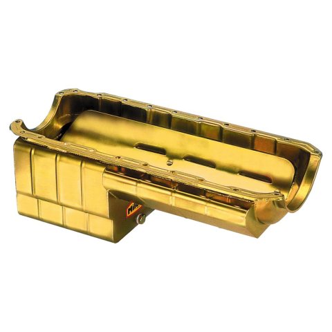 Milodon Drag Race Oil Pans 31187 Pan, Steel, Gold Iridite, 6 qt., Chevy, Big Block, Mark IV, Fits Stock and Tube Chassis, Each
