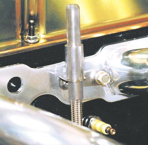 Milodon Stainless Steel Oil Dipsticks 22005 Dipstick with Tube, Engine, Braided Steel, Natural, Chevy, Small Block, Each