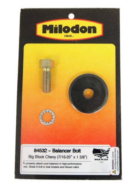 Milodon Harmonic Balancer Bolts 84532 Bolt, 1/2-20 in. Thread, 1.375 in. Length, Chevy, Big Block, Each