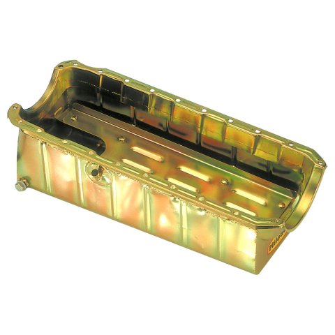 Milodon Drag Race Oil Pans 31195 Pan, Steel, Gold Iridite, 8 qt., Chevy, Big Block, Mark IV, Fits Tube Chassis, RH Dipstick, Each