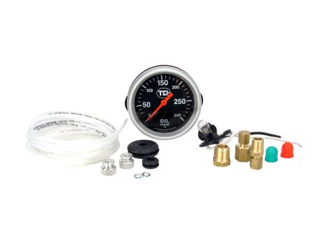 TCI Transmission Pressure Gauges 801100 Gauge, Pressure, 0-300 psi, 2 5/8 in. Diameter, Black Face, Mechanical, Analog, Each